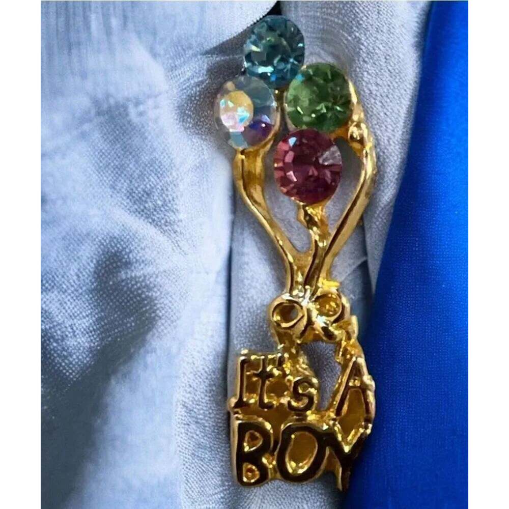 "It's A Boy" Balloon Rhinestone Pin - Picture 5 of 6